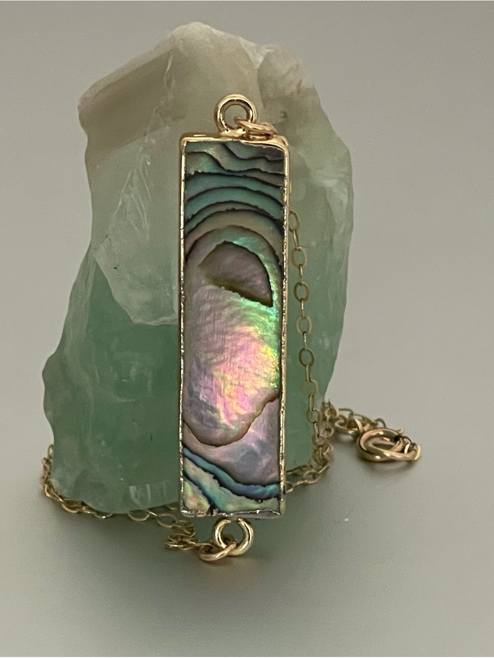 Gold Filled Chain Necklace with Spring Ring Clasp ,Abalone Pendant.